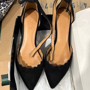 J. Crew Black Scalloped Heels